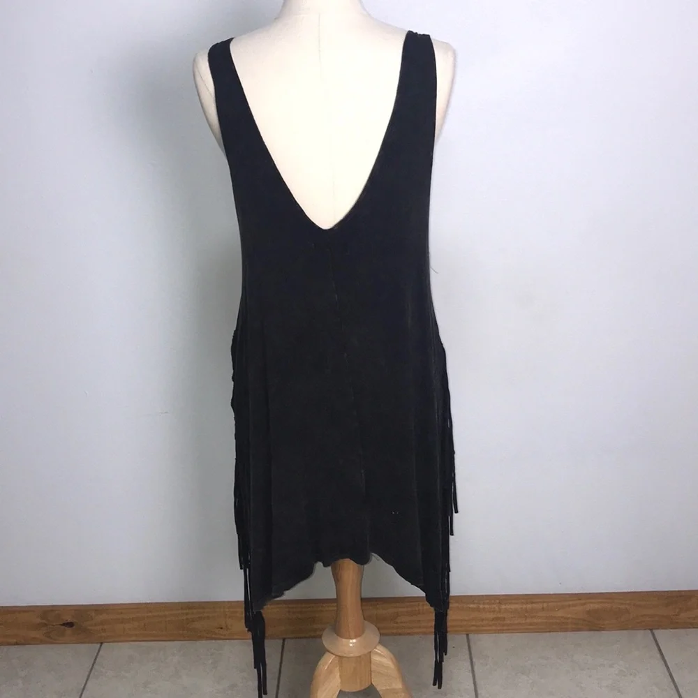 LAST CALL NWT POL distressed soft fringed layering tunic SM beach boho NFR swim